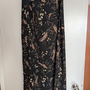 Vintage I.N. Studio Black and Cream Y2K Floral Maxi Skirt